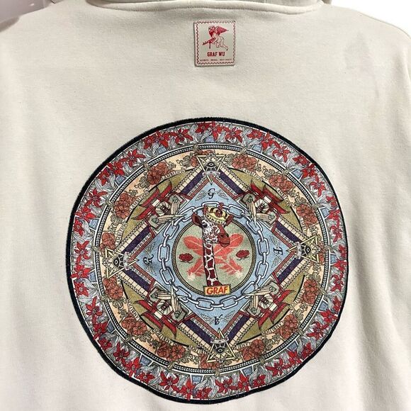 Rare Graf Wu Giraffe Graphic Hoodie XL Streetwear Urban Cozy Comfy Athleisure - Picture 13 of 15